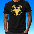 Mens Baphomet Pentagram Motif Cotton T-Shirt Size XS to 5XL