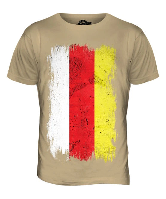 NORDOSSETIEN-ALANIEN GRUNGE FLAGGE HERREN T-SHIRT TEE SHIRT XS S M L XL 2XL 3XL