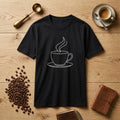 Minimalist Coffee Cup Line Art Graphic T-Shirt Cute Cafe Tee Men Women Black