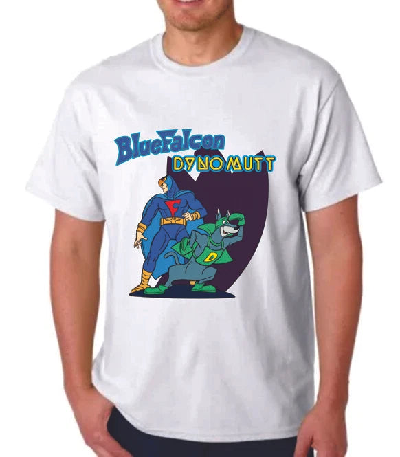 BLUE FALCON & DYNOMUTT T-SHIRT CARTOON HANNA BARBERA EXCLUSIVE DESIGN