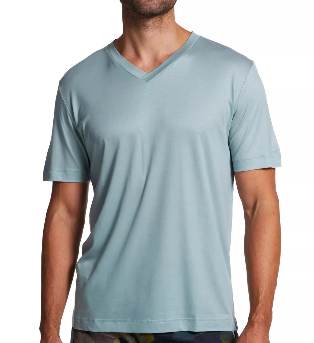 Zimmerli 8896009 Sustainable Luxury Short Sleeve V-Neck T-Shirt (Blue Grey L)