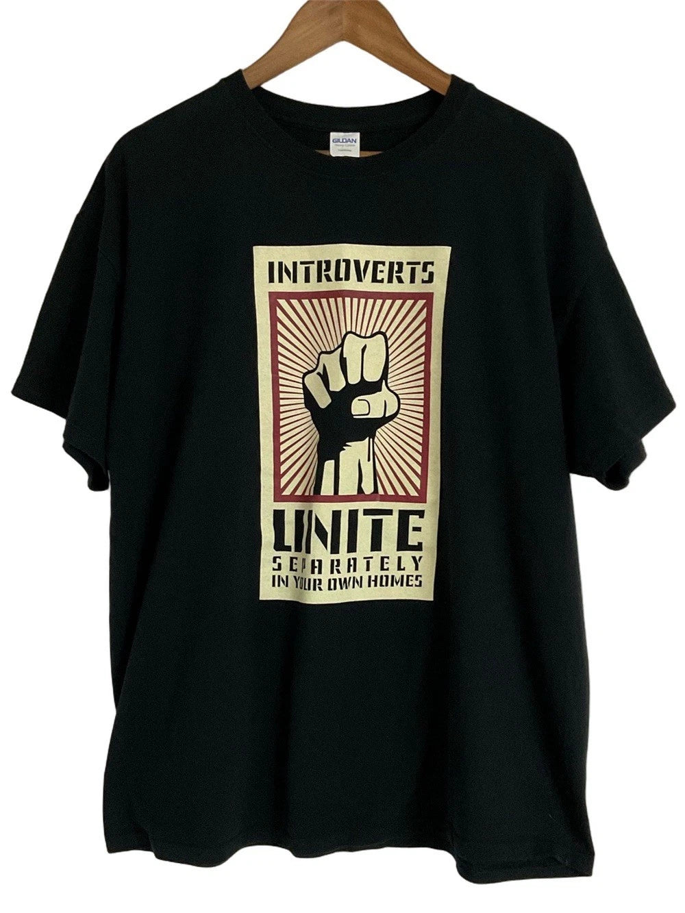 Gildan Black Short-Sleeve 'Introverts Unite' Graphic Tee Men’s Size XL