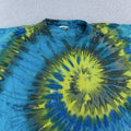 Vintage Spiral Tie Dye Shirt Mens XL Green Blue Hippie Festival Boho Tee