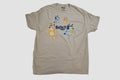 Bluey Mens Bluey Cartoon Family Dancing Graphic Beige Shirt New S-2XL