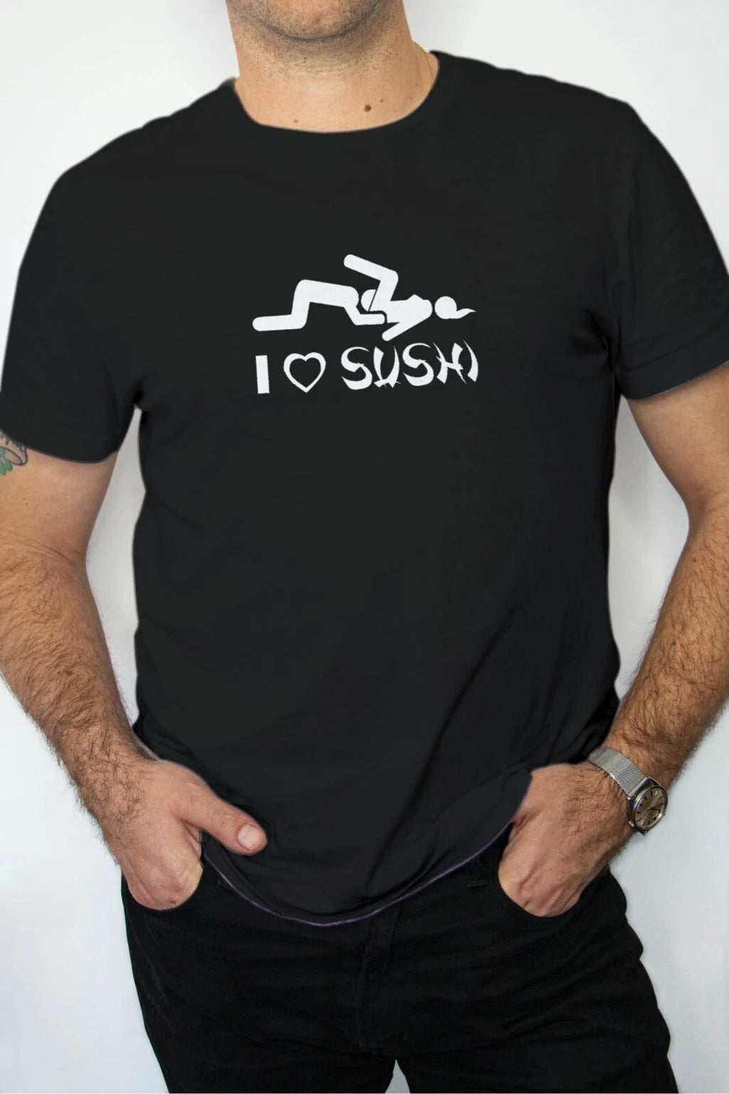 Men's I LOVE SUSHI T-shirt 100% Cotton Perfect Sexy Gift Novelty Streetwear