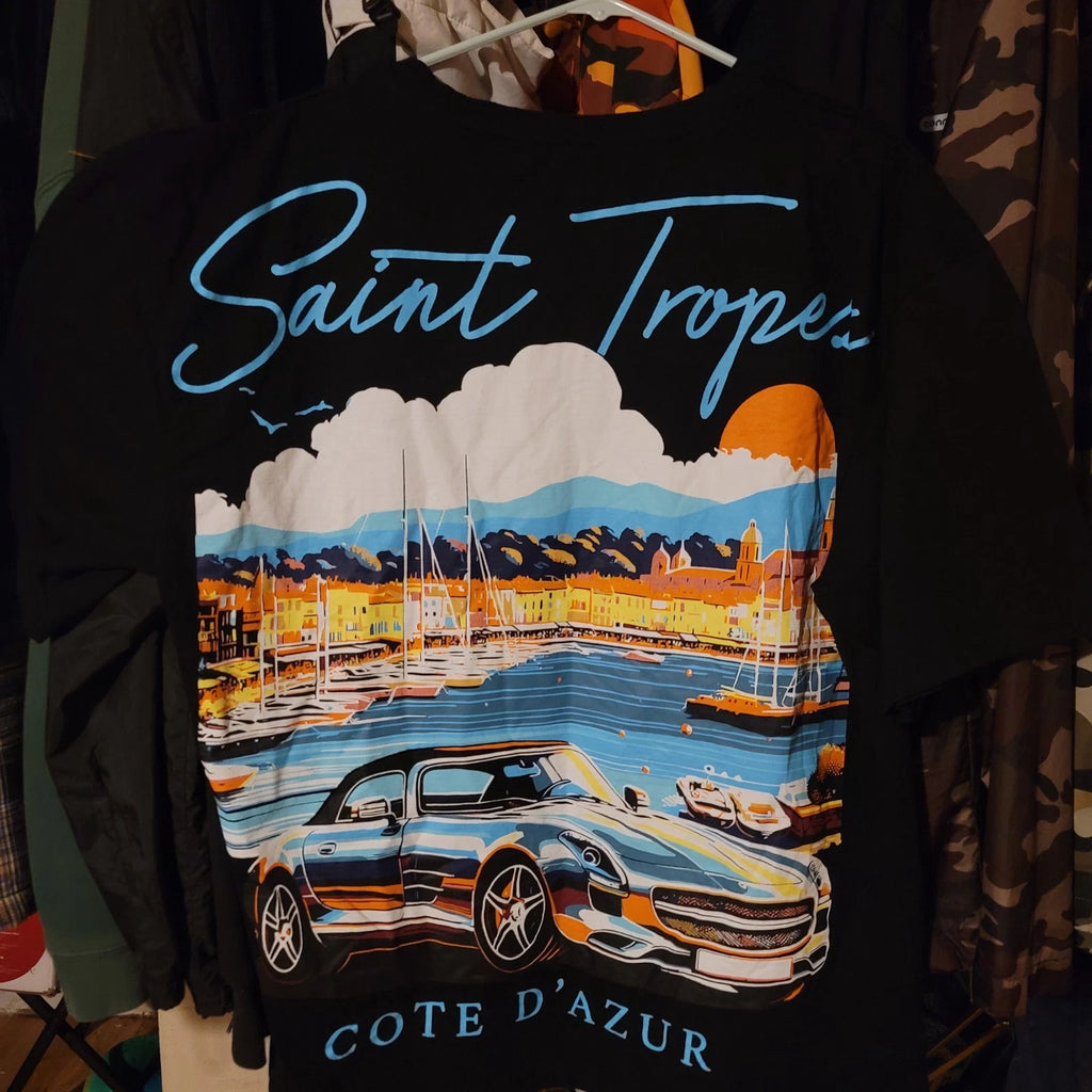 Saint Tropez Sports Car Shirt Graphic Outdoors Casual Cool Trendy Style Ocean