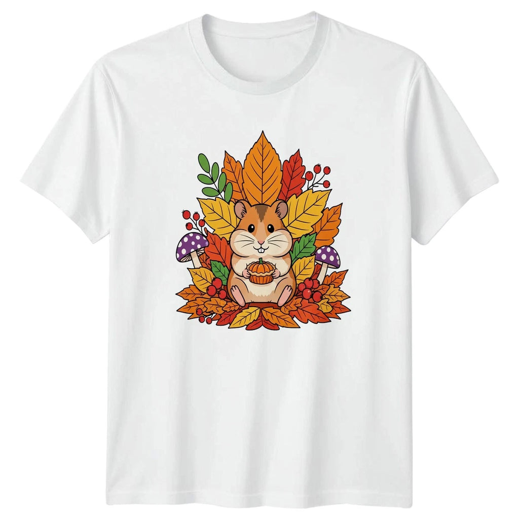 Cute Hamster Eating Pumpkin Pie T-Shirt Hamster Lover Autumn Thanksgiving