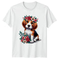 Cute Beagle Dog Wearing Floral Womens T-Shirt Beagle Puppy Art