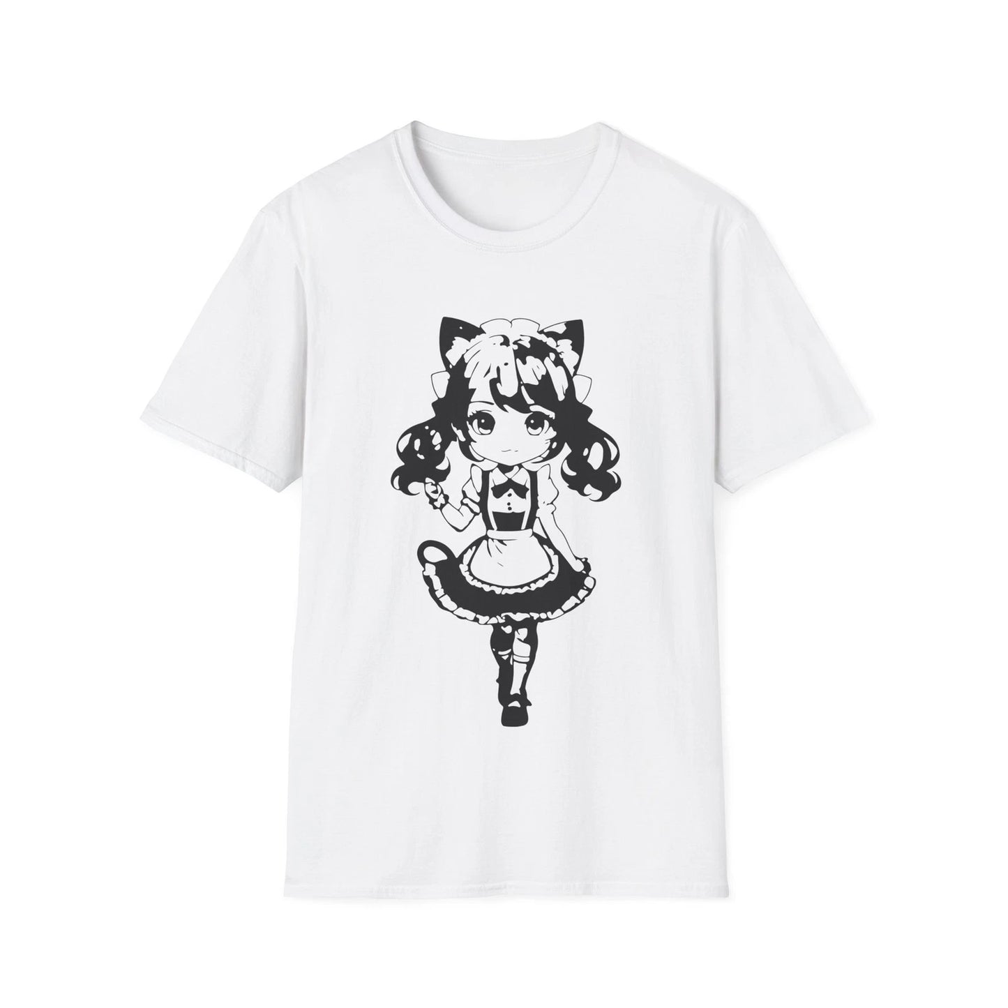 Kawaii Catgirl Maid Anime T-Shirt Chibi Maid Cute Graphic Soft Cotton Tee