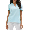 Rafaella Women's Short Sleeve V-Neck Shirt, Atomizer Blue, Large