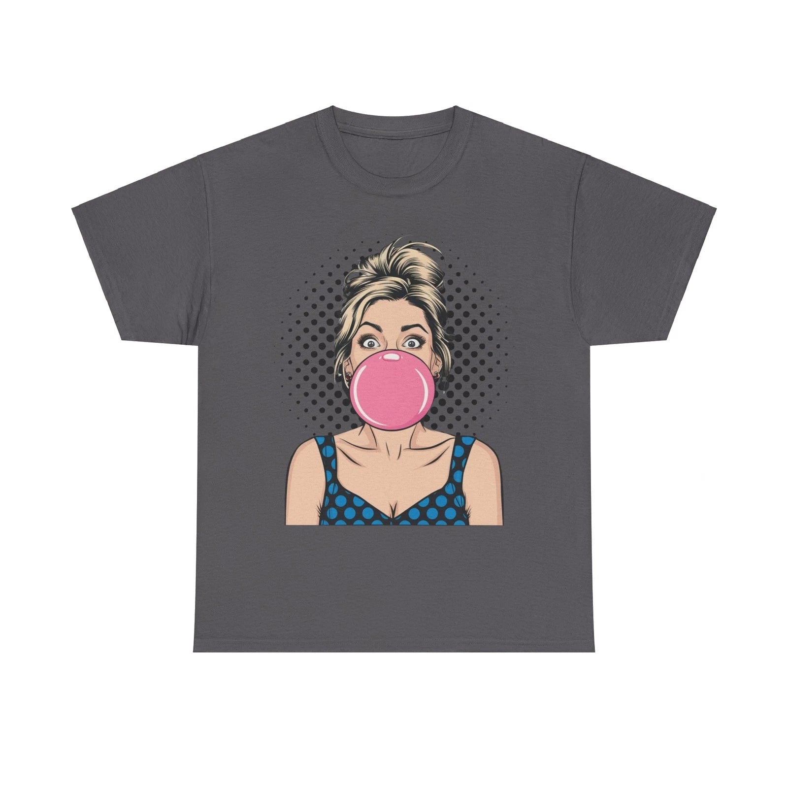 PopArt Girl Bubble Gum Bubble Tshirt unisex heavy cotton