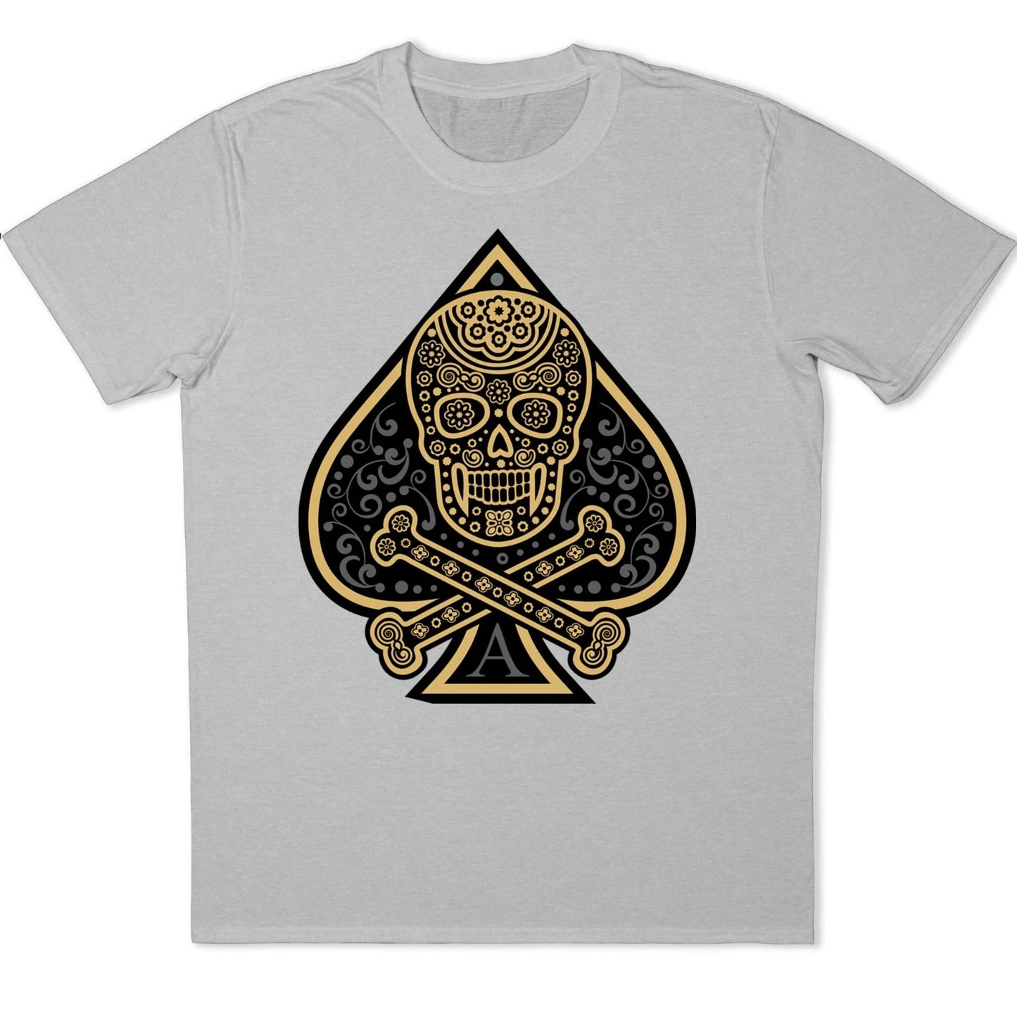 Ace of Spades Sugar Skull T-Shirt Mexican Calavera Poker Card Gothic Graphic Tee