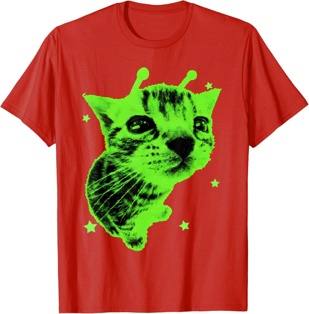 Funny Y2K Alien Cat Meme - Retro Silly Cat Design Unisex T-Shirt
