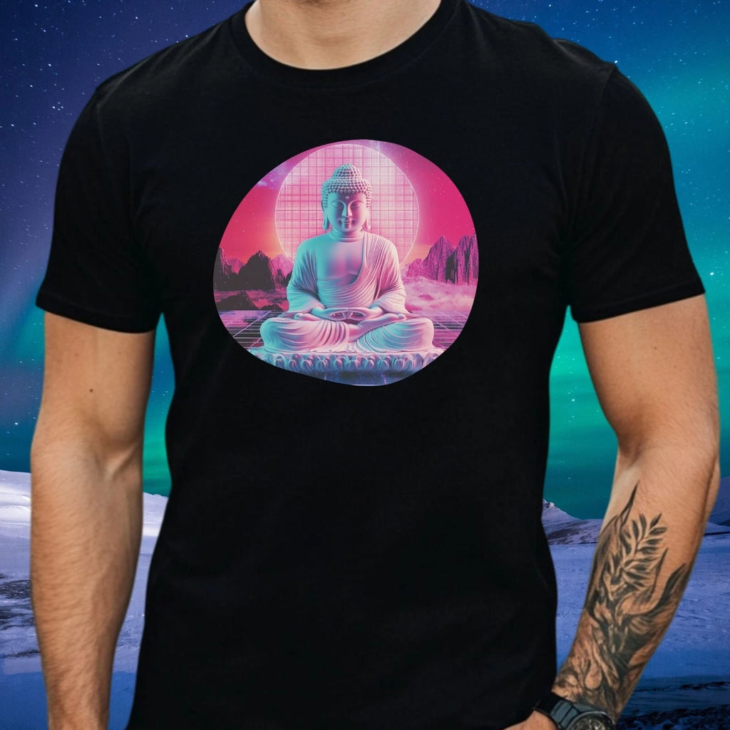 Mens Buddha 80s Vibes Motif Cotton T-Shirt Size XS to 5XL