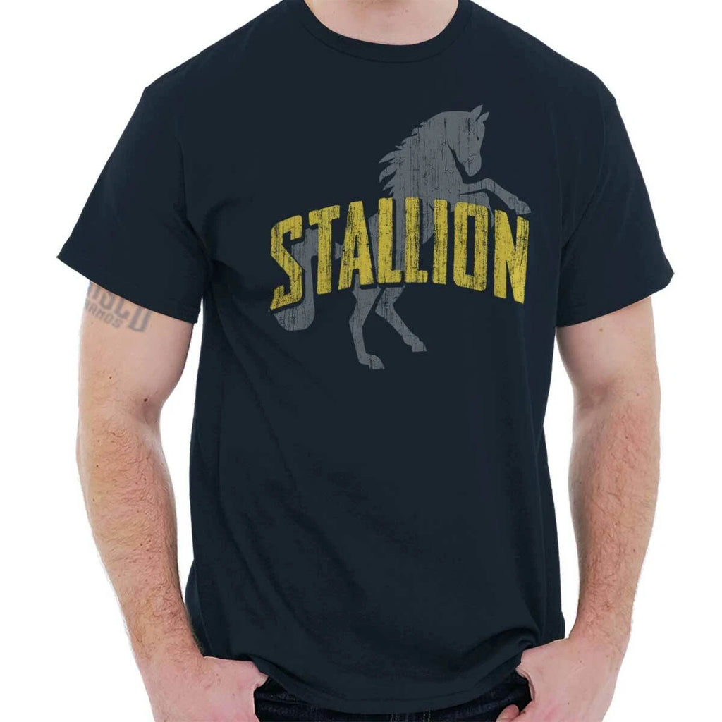 Funny Sarcastic Italian Stallion Horse Movie Mens Casual Crewneck T Shirts Tees