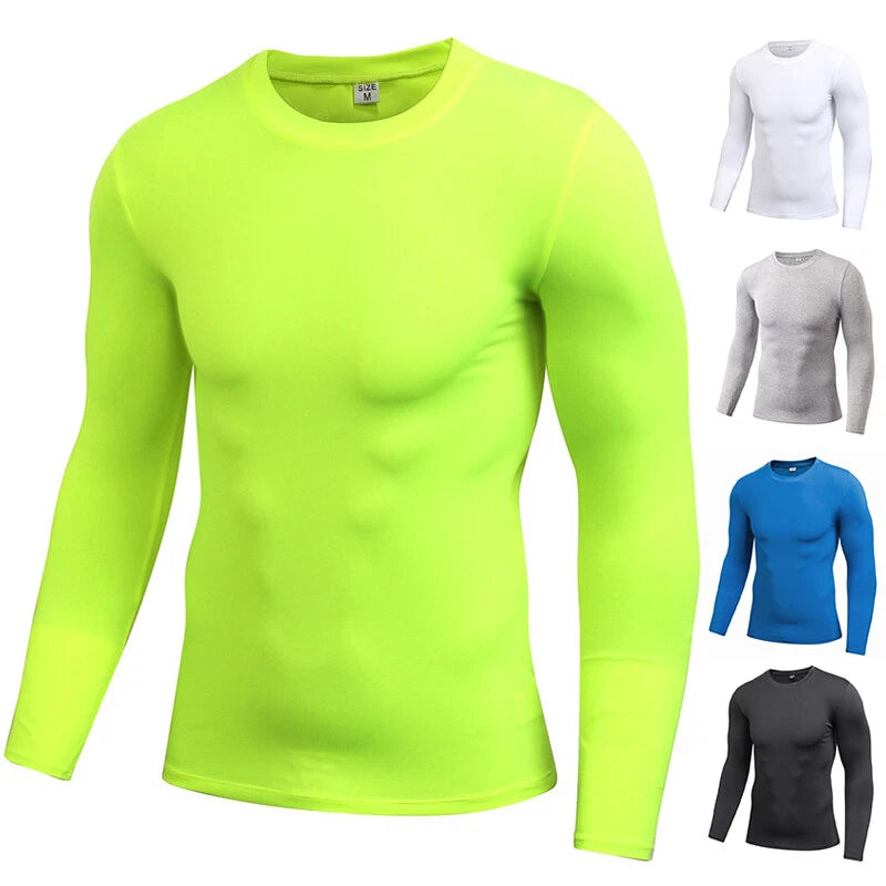 Men's Gym Tops T-Shirt Quick Dry Under Base Layer Compression Sports Long Sleeve