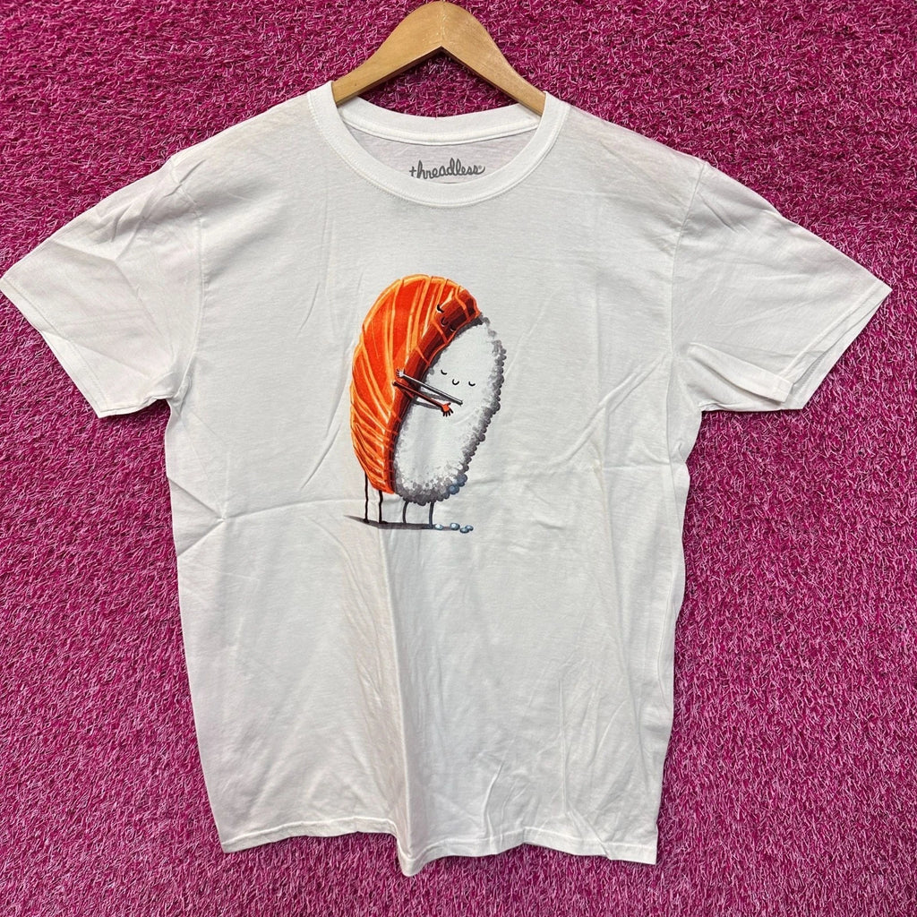 Sushi Hug Salmon & Rice Snuggle Kawaii Art Threadless Tee L