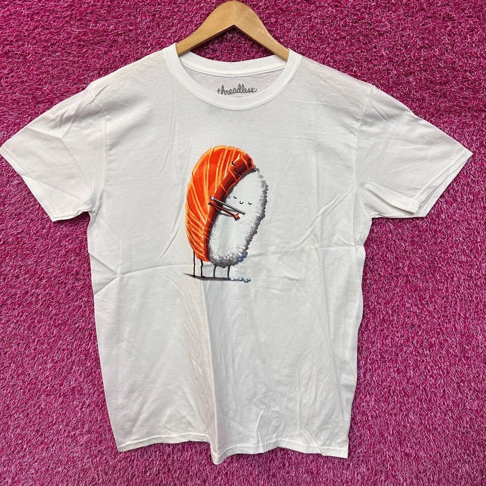 Sushi Hug Salmon & Rice Snuggle Kawaii Art Threadless Tee L