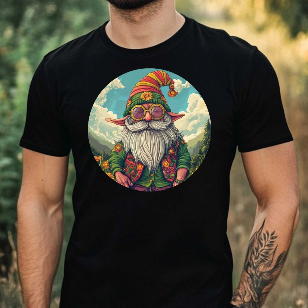 Mens Hippie Gnome Motif Cotton T-Shirt Size XS to 5XL