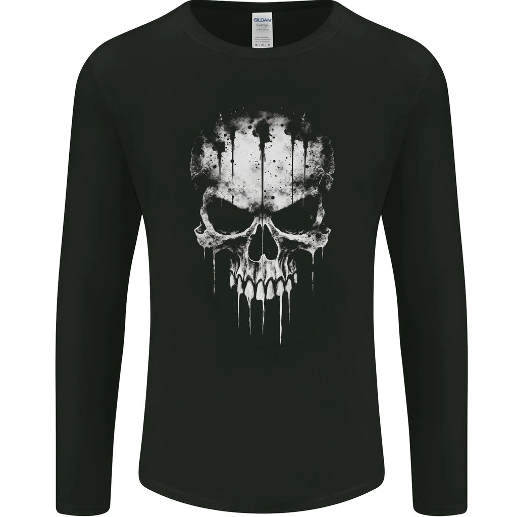 Dripping With Evil Skull Goth Gothic Heavy Metal Mens Long Sleeve T-Shirt