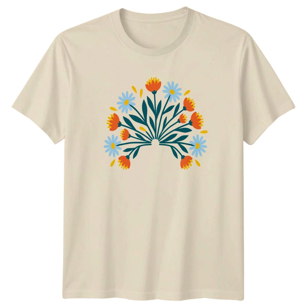 Boho Colorful Flower Bundle Womens T-Shirt Floral Botanical Gift For Her
