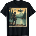 Funny Bigfoot Sasquatch Alien Spaceship UFO Introvert Bruh Gift Unisex T-Shirt