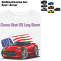 DigiRods Chevy Corvette C7 Model American Flag Cartoon Car T Shirt S-5X