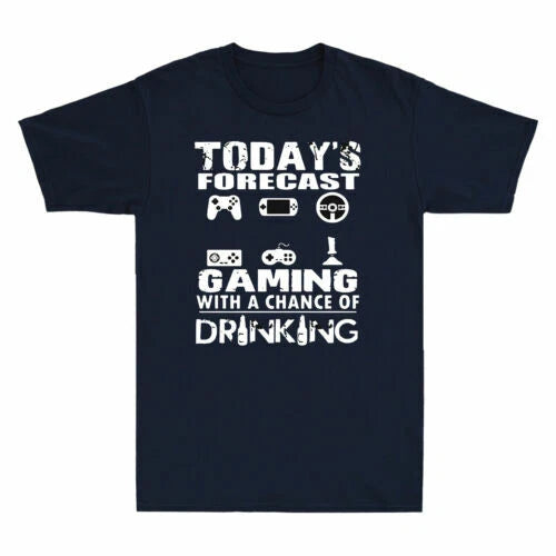 Today's Forecast Gaming With A Chance Of Drinking Funny Beer Gamer Retro T-Shirt