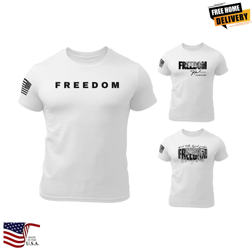 New Hot Freedom Charlie Kirk Memorial Shirt 100% Cotton