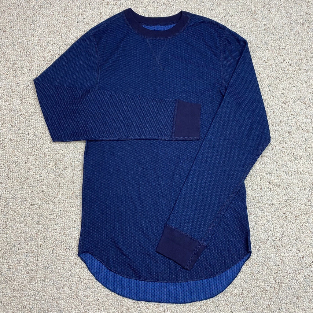Hanes Shirt sz S Blue Waffle Normcore Basic Everyday Layer Minimalist NEW