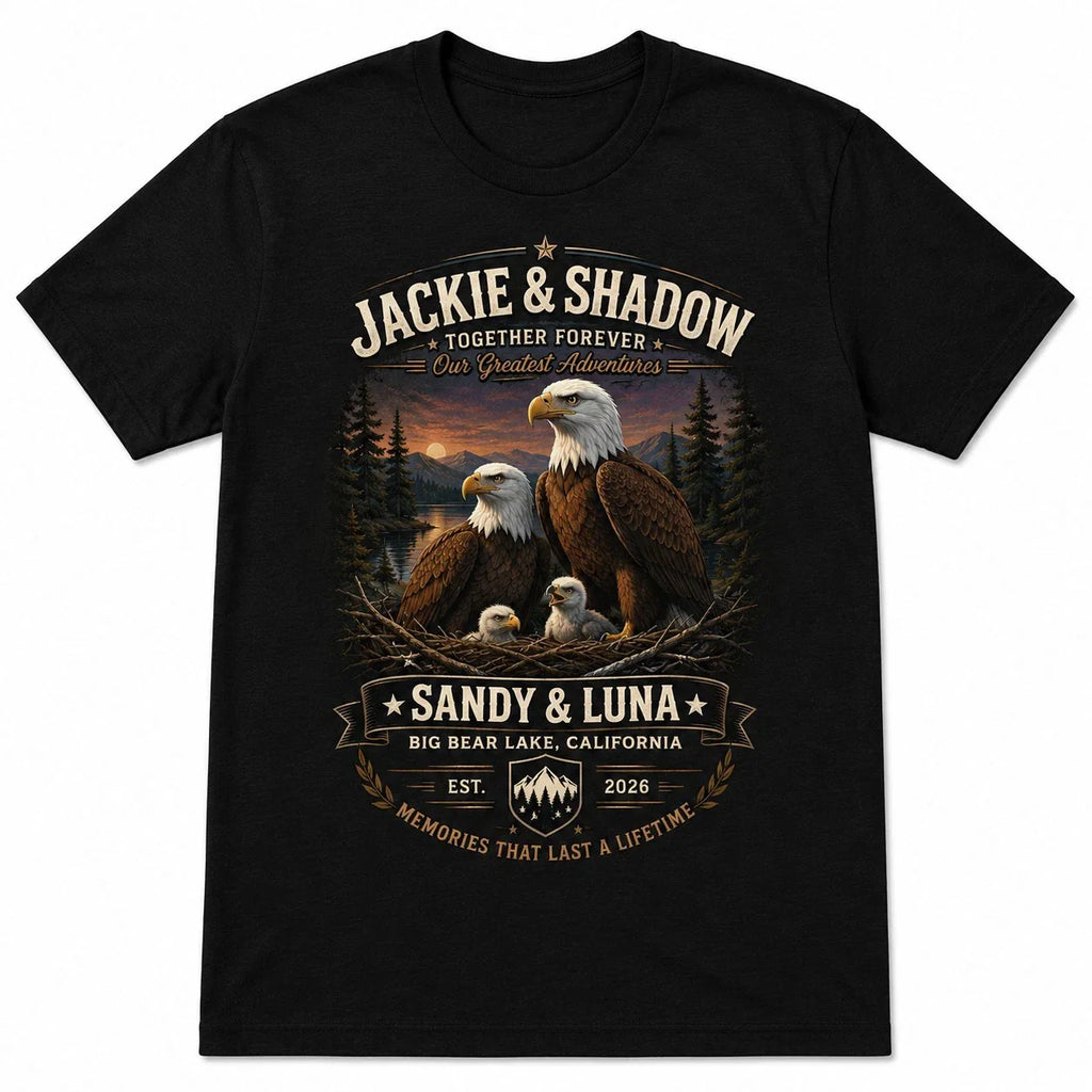 Jackie & Shadow Big Bear Lake Eagle T-Shirt Vintage Nature Graphic Tee Men Black
