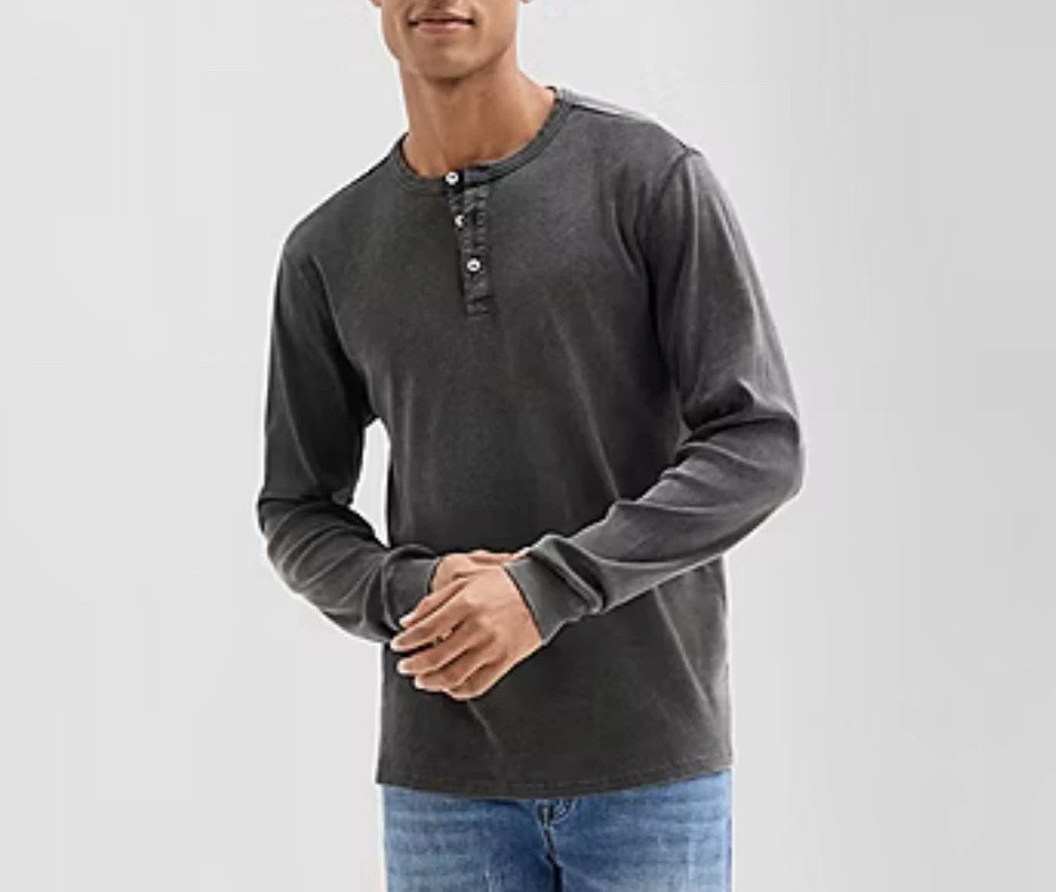 Arizona Mens Long Sleeve Regular Fit Henley Shirt