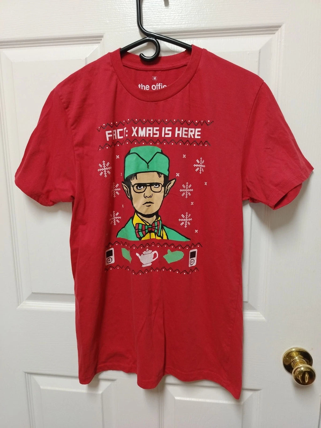 The Office Dwight Schrute Elf Ugly Christmas T-Shirt Men’s M Fact: XMAS IS HERE