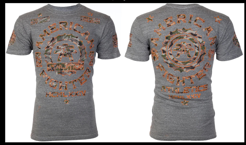 AMERICAN FIGHTER Heather Grey MARYLAND Athletic Graphic T-shirt NWT