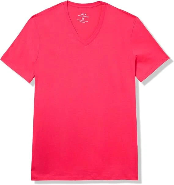 Armani Exchange Men's Basic Pima V Neck Slim Fit Tee, Virtual Pink, XXL