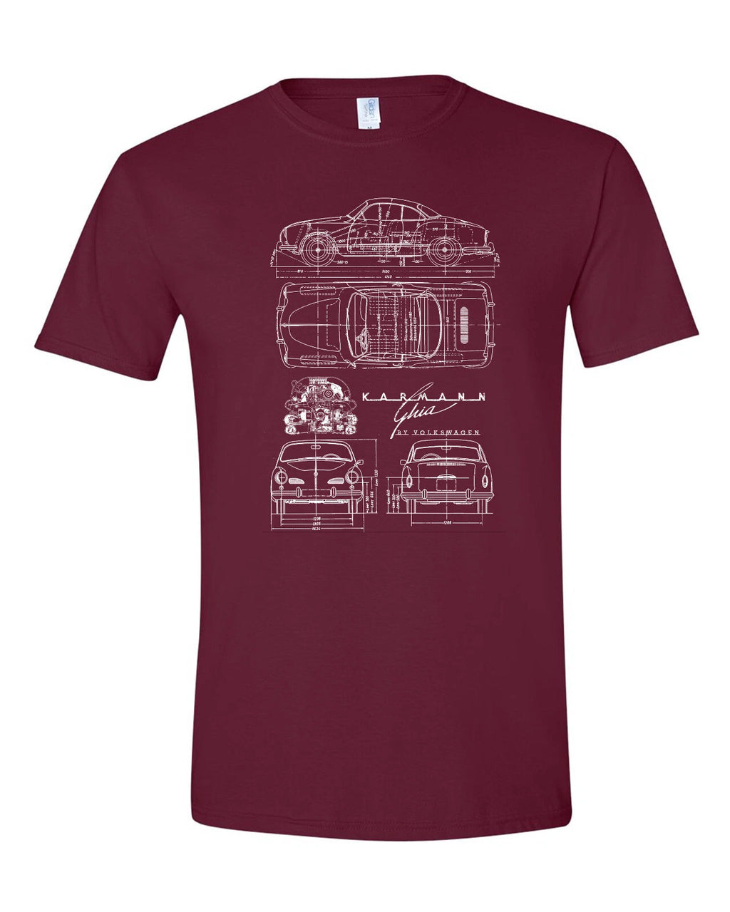 Karmann Ghia Blueprint Tee w. Air Cooled Engine Diagram