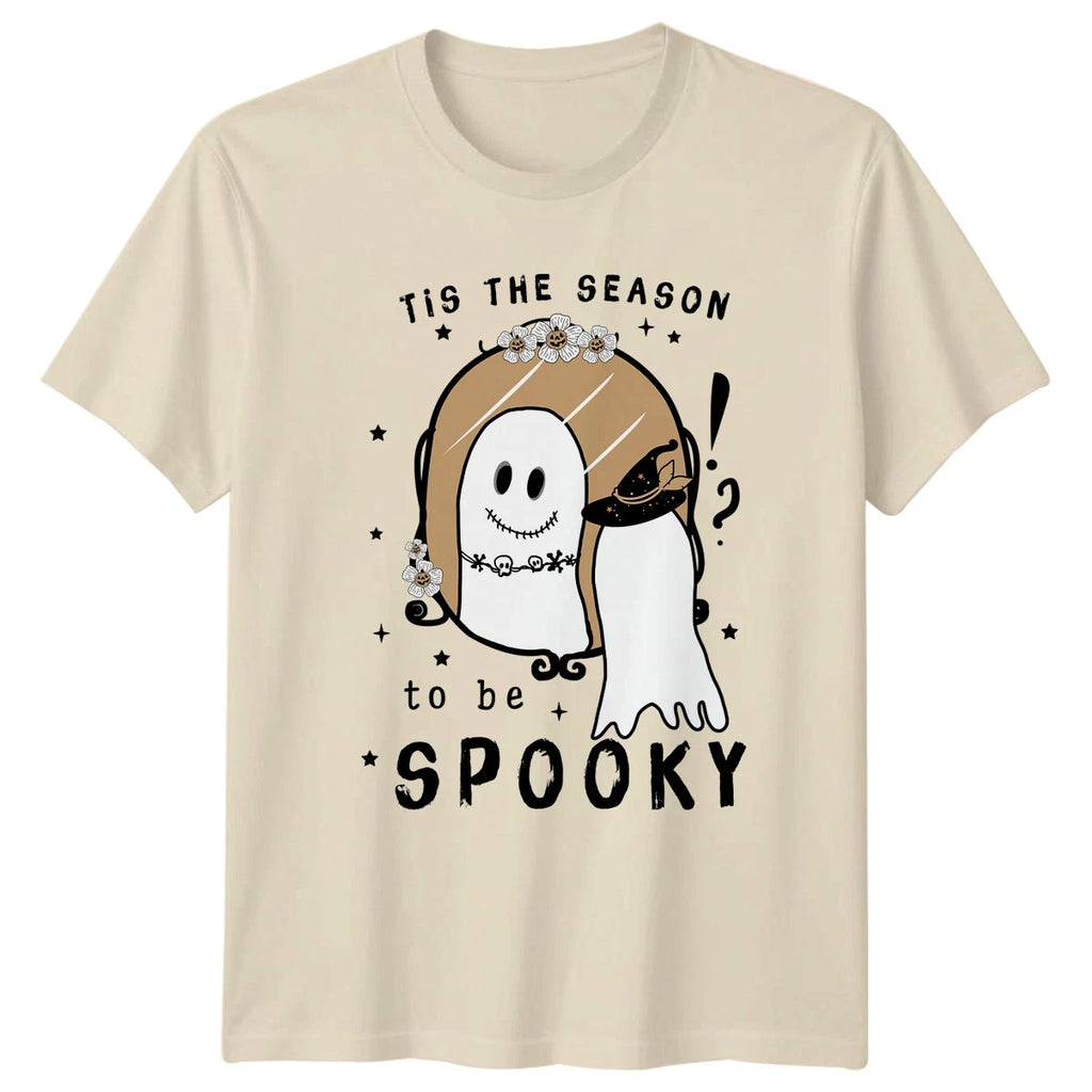 Tis The Season To Be Womens T-Shirt Cute Ghost Halloween Gift For Her