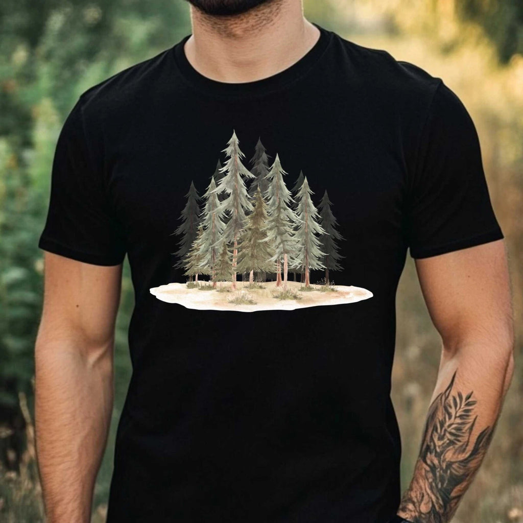 Mens Forest Landscape Motif Cotton T-Shirt Size XS to 5XL