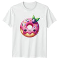 Cute Pink Donut Kawaii Face T-Shirt Kawaii Dessert Food Gift For Him And Her
