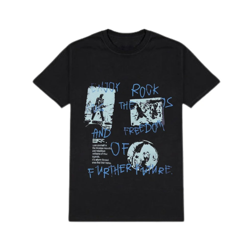 Enjoy The Rock Graphic Tee – Vintage Grunge Streetwear Black T-Shirt for Men
