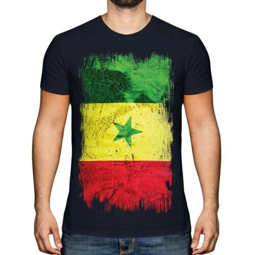 Senegal Grunge Flag Men's T-Shirt Senegal Football Senegalese Jersey Gift