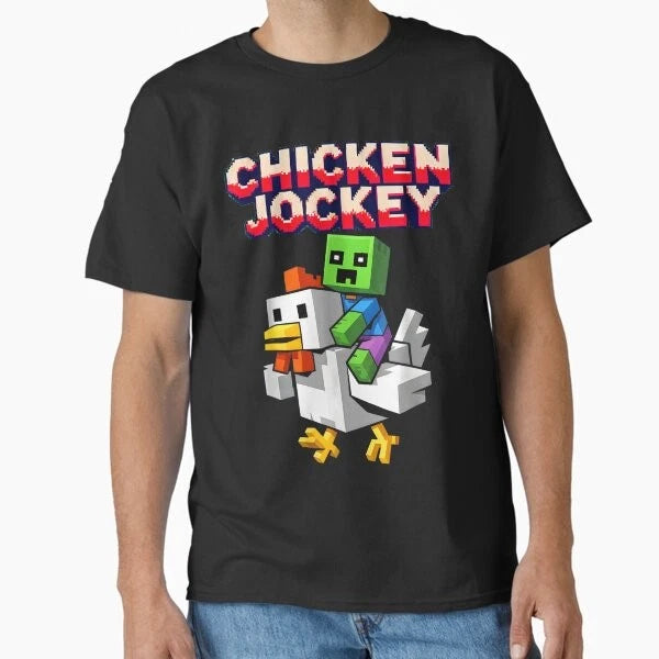 Chicken Jockey Zombie Pixel Art Zombie Gamer  T-Shirt Made in US/AUS Size S-2XL