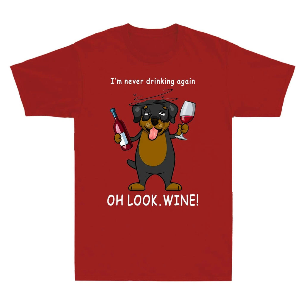 Rottweiler I’m Never Drinking Again Oh Look Wine Funny Vintage Men's T-Shirt