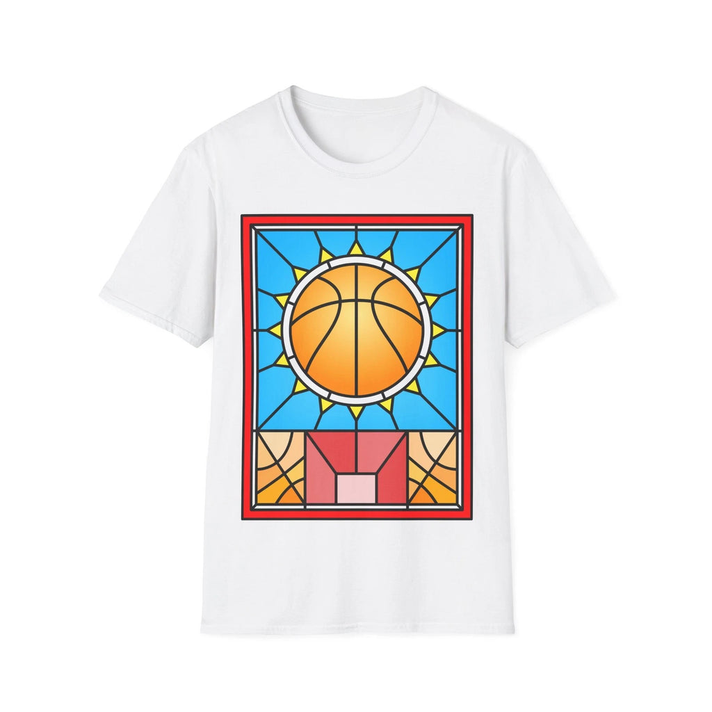 Basketball Stained Glass T-Shirt, Sports Graphic Tee, Ornamental Art, Pop Art