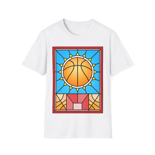 Basketball Stained Glass T-Shirt, Sports Graphic Tee, Ornamental Art, Pop Art