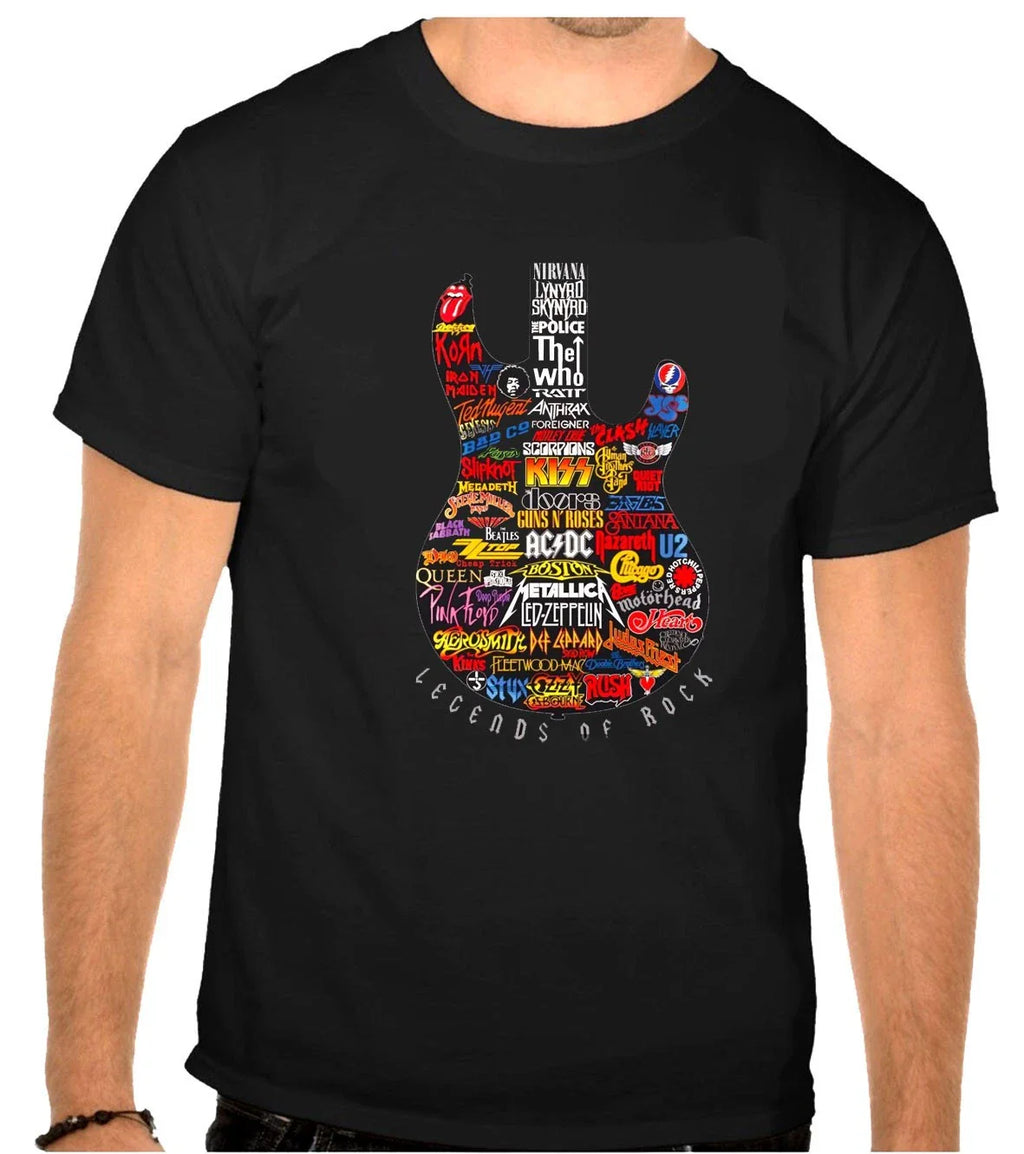 Legends of Rock Gitara Music Logo Black T-Shirt -1315