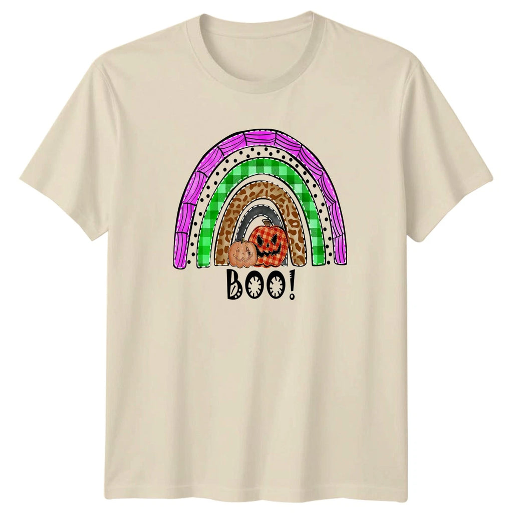 Boo Boo Crew Womens T-Shirt Boho Rainbow Halloween Halloween Gift For Her