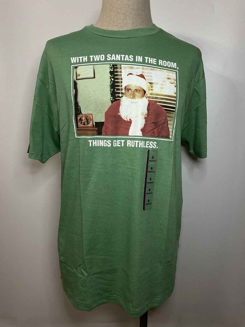 The Office Christmas Two Santas Ruthless Green Graphic T-Shirt Size XL NWT #329