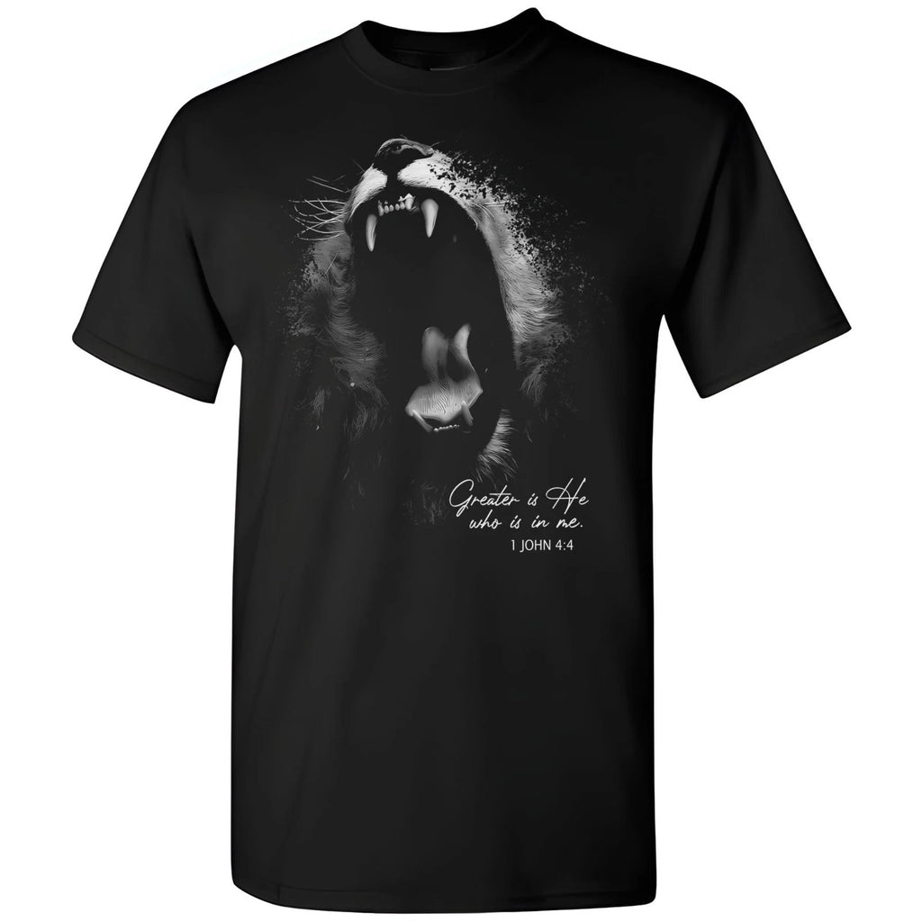 Lion of Judah T-shirt for Christian Bible 1 JOHN 4:4 Greater Jesus Christ in Me