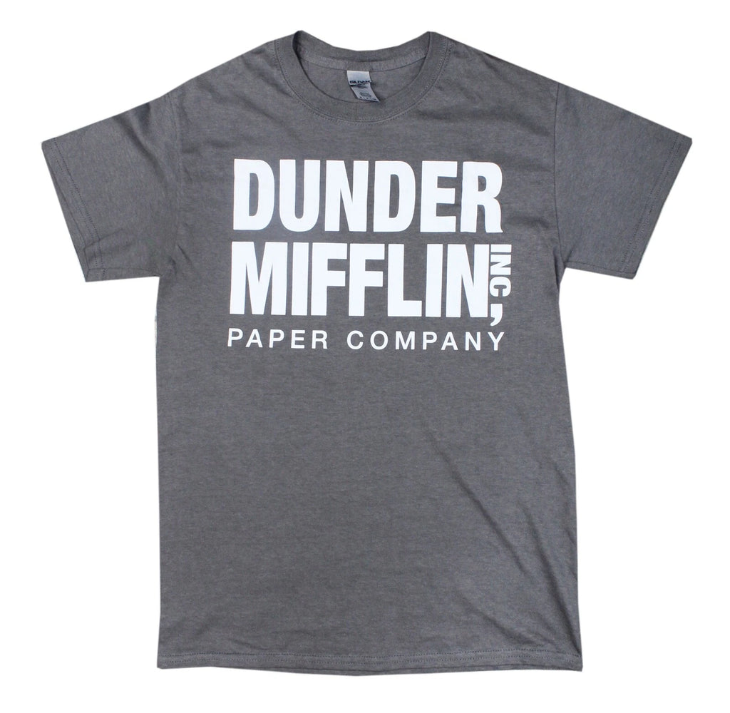 Men's THE OFFICE TV Show Dunder Mifflin Gray Graphic T-Shirt Size SMALL Comedy